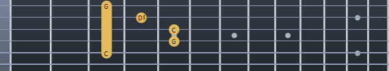 Acorde de Cm (Dó menor) com o shape do acorde de Am (Lá menor)